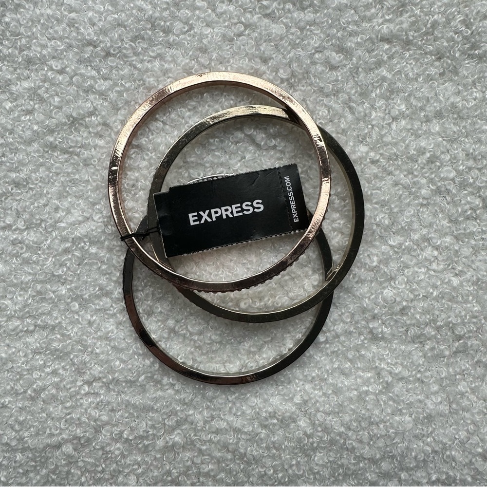Express Rhinestone Mixed Metal Bangle Set NEW